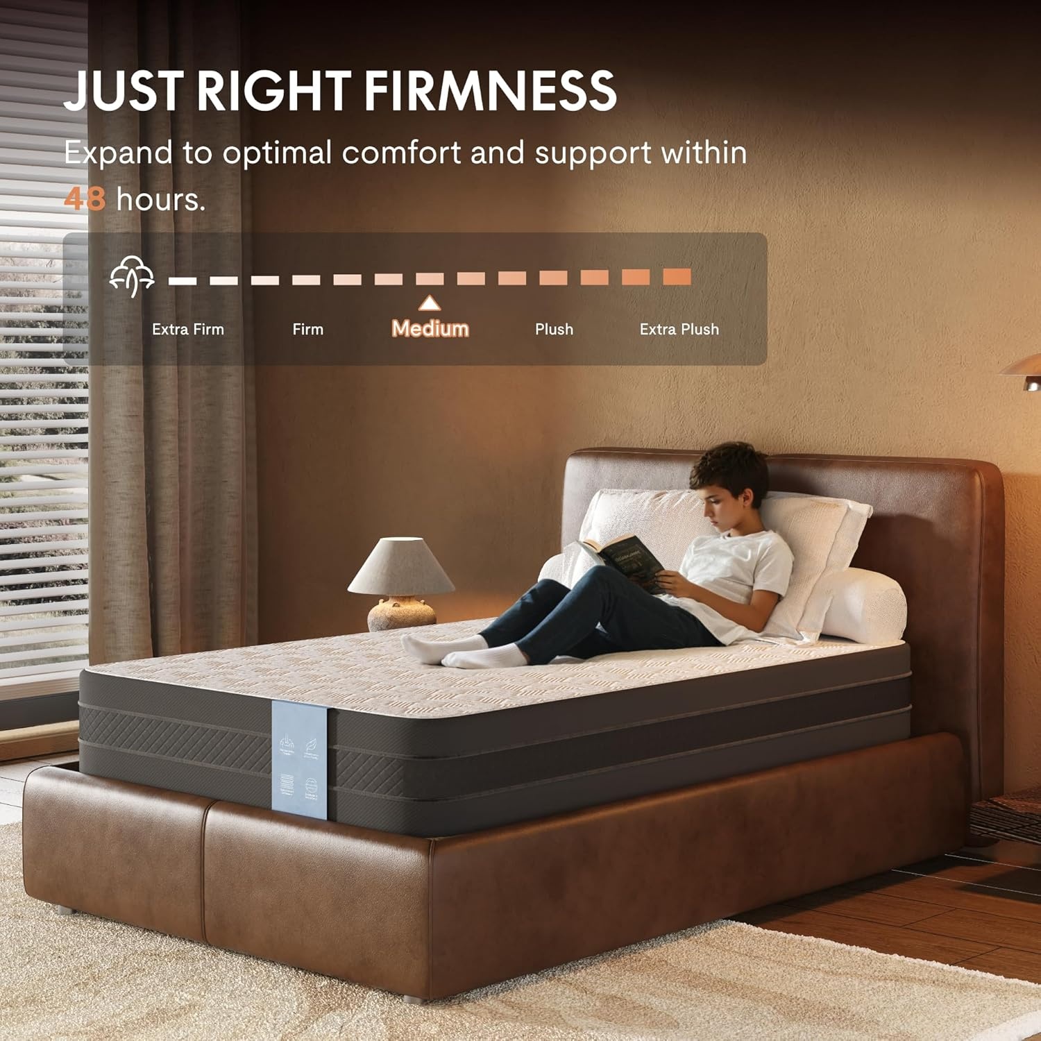 image:imageFLEXISPOT 10 Queen Size Cooling Gel Memory Foam Mattress Viscose from Bamboo Medium Firm 10Year Warranty MattressinABox CertiPUR amp OekoTEX Certified Washable FireResistantTwin XL
