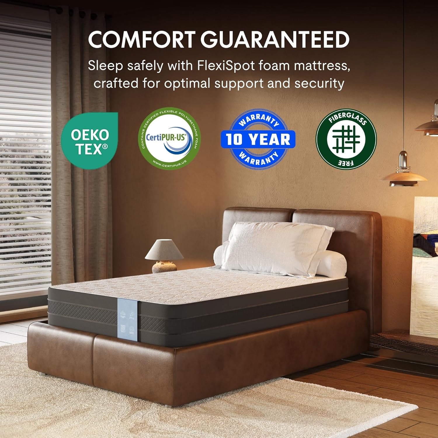 image:imageFLEXISPOT 10 Queen Size Cooling Gel Memory Foam Mattress Viscose from Bamboo Medium Firm 10Year Warranty MattressinABox CertiPUR amp OekoTEX Certified Washable FireResistantTwin XL
