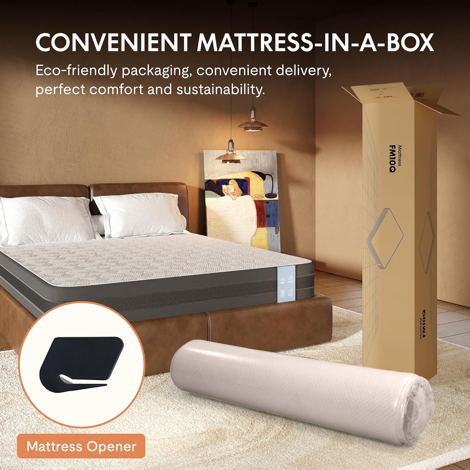 image:imageFLEXISPOT 10 Twin XL Size Cooling Gel Memory Foam Mattress Viscose from Bamboo Medium Firm 10Year Warranty MattressinABox CertiPUR amp OekoTEX Certified Washable FireResistantQueen