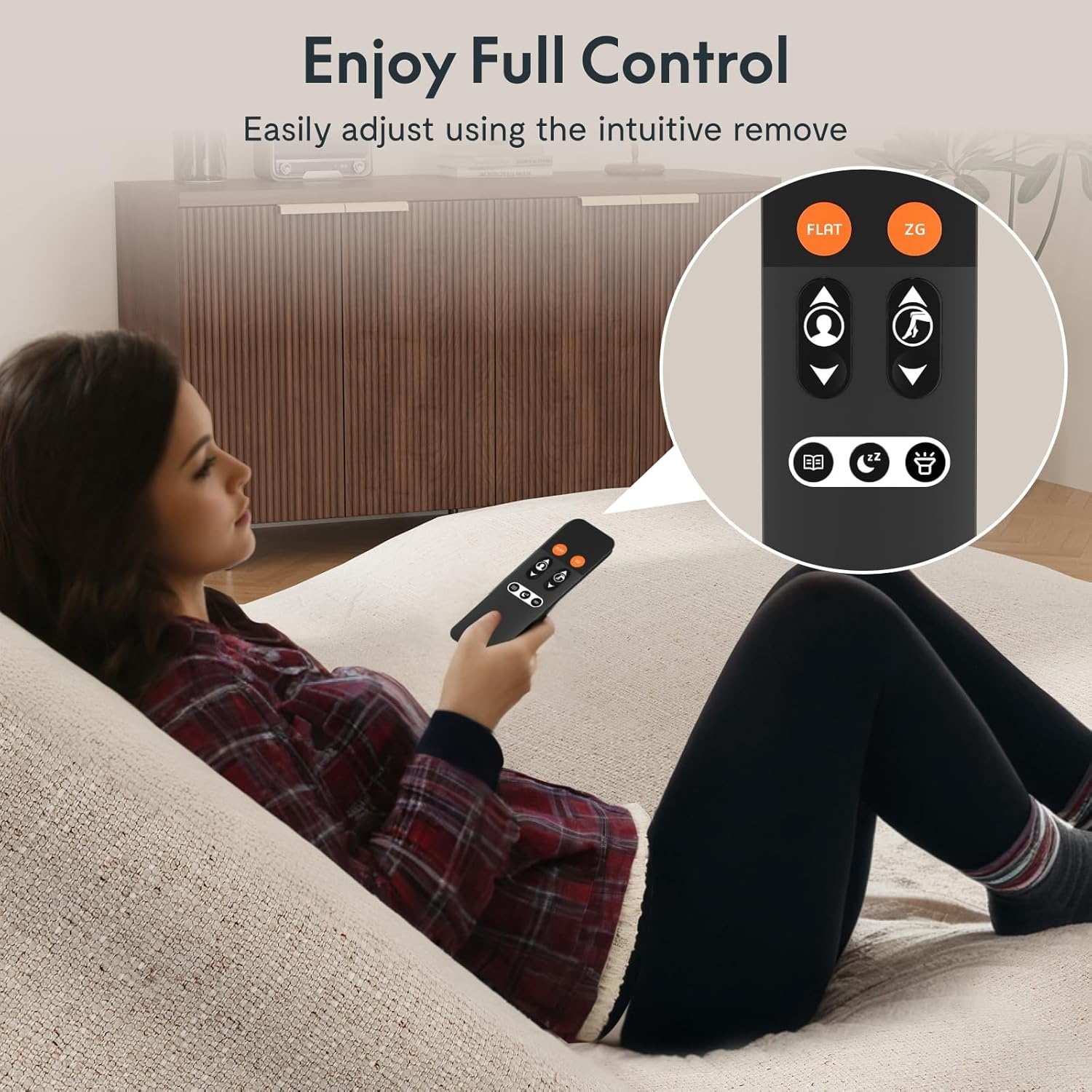 image:imageFLEXISPOT Adjustable Bed Frame Base Queen Head and Foot Incline Zero Gravity OneTouch Flat 2 Memory Settings Wireless Remote Flashlight Whisper Quiet Durable Motor Mattress Holder S2EPROKing