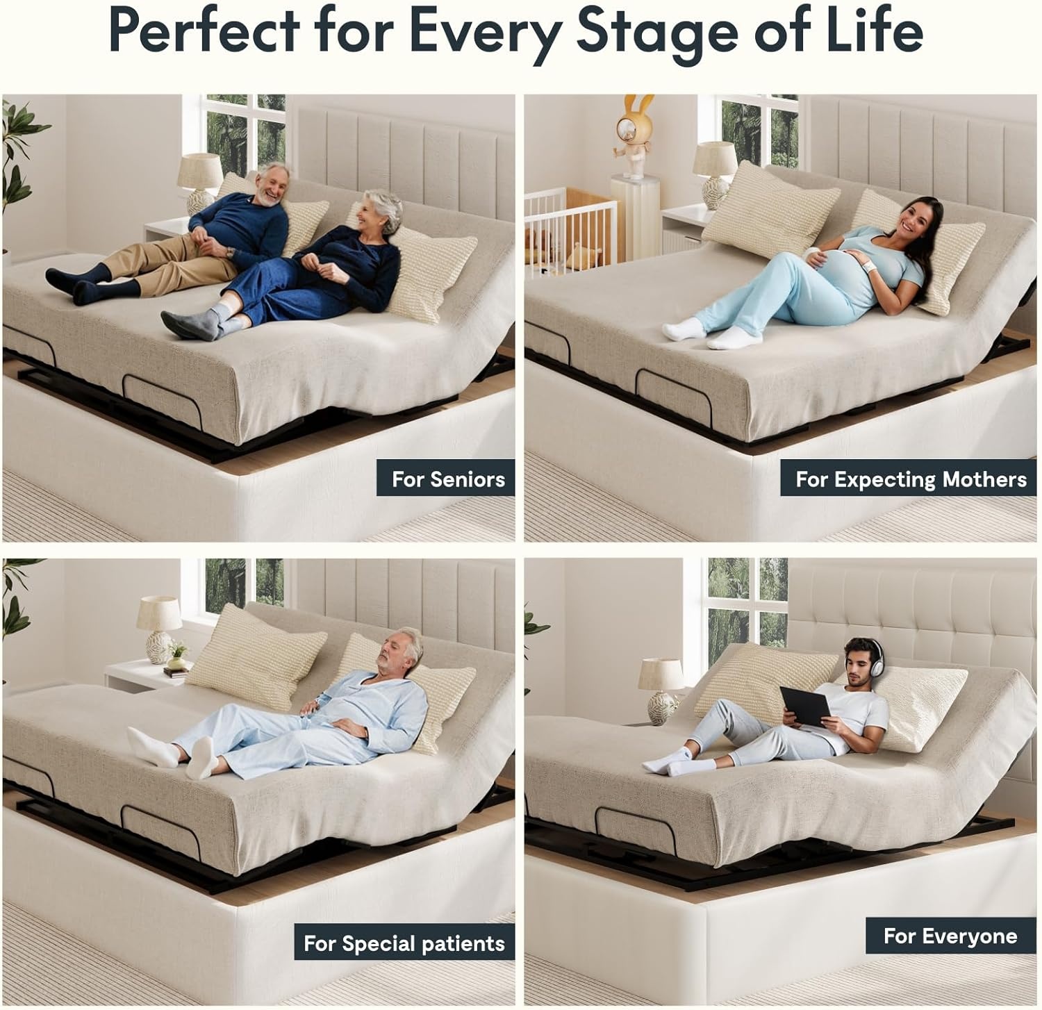 image:imageFLEXISPOT Adjustable Bed Frame Base Queen Head and Foot Incline Zero Gravity OneTouch Flat 2 Memory Settings Wireless Remote Flashlight Whisper Quiet Durable Motor Mattress Holder S2EPROKing
