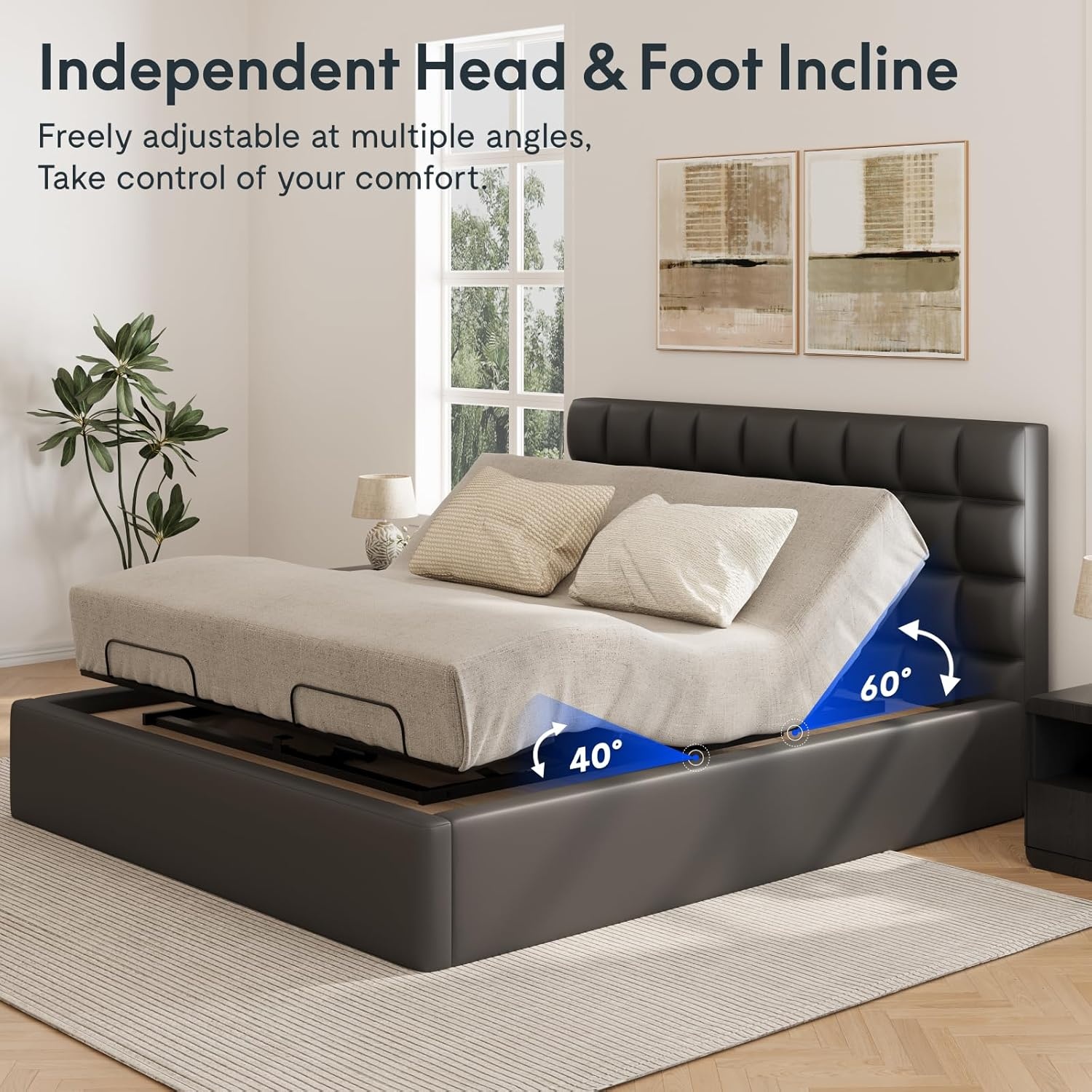 image:imageFLEXISPOT Adjustable Bed Frame Base Queen Head and Foot Incline Zero Gravity OneTouch Flat 2 Memory Settings Wireless Remote Flashlight Whisper Quiet Durable Motor Mattress Holder S2EPROKing