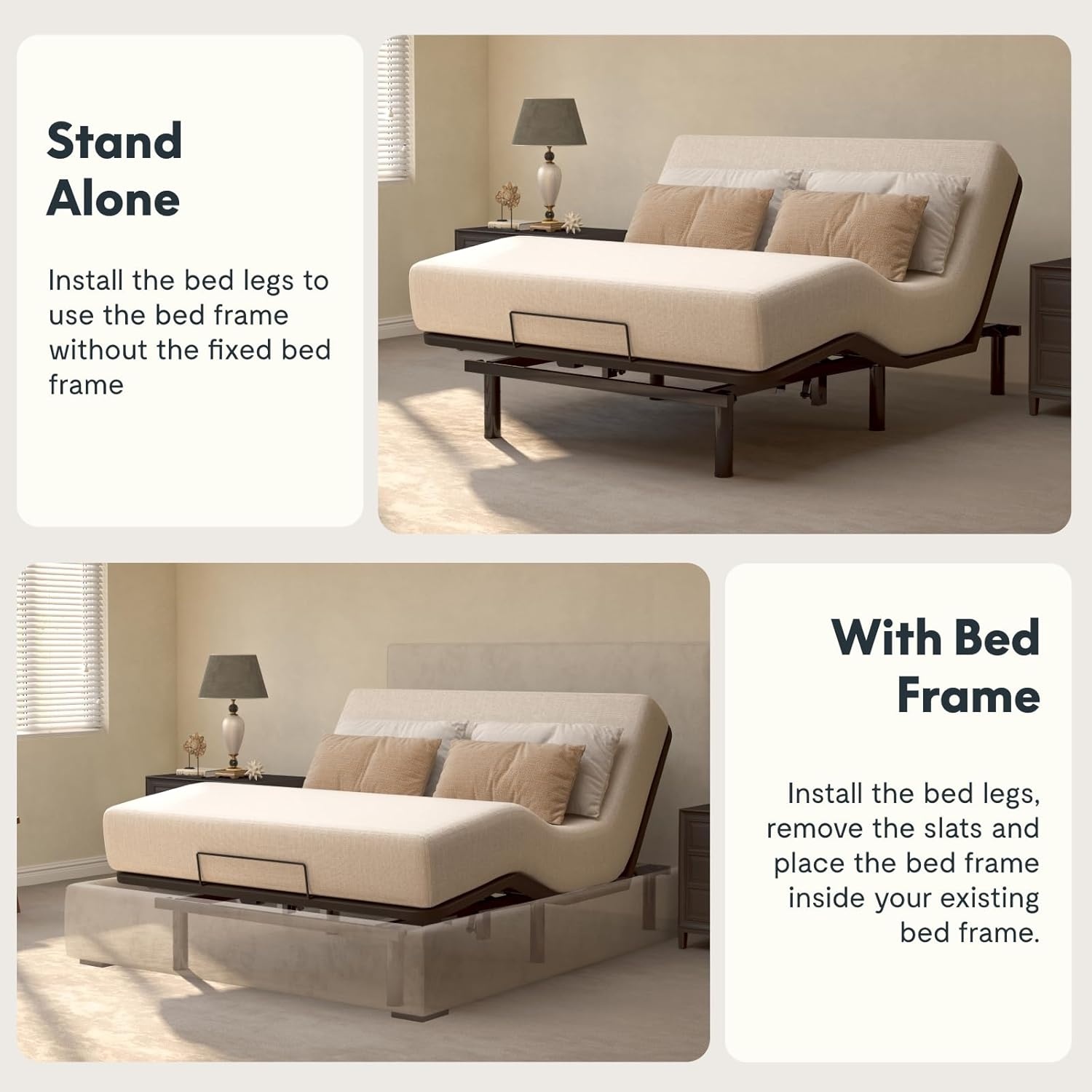 image:imageFLEXISPOT Queen Size Adjustable Bed Frame Base with 10 Inch Gel Memory Foam Mattress Simultaneous Head amp Foot Incline Viscose from Bamboo Medium Firm CertiPUR amp OekoTEX CertifiedQueen