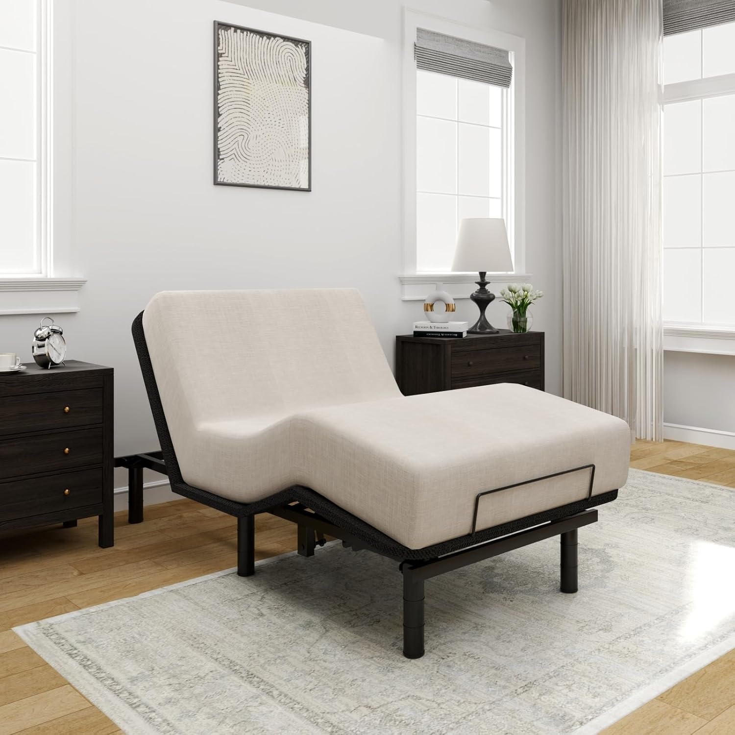 image:imageFLEXISPOT Queen Size Adjustable Bed Frame Base with 10 Inch Gel Memory Foam Mattress Simultaneous Head amp Foot Incline Viscose from Bamboo Medium Firm CertiPUR amp OekoTEX CertifiedTwin XL