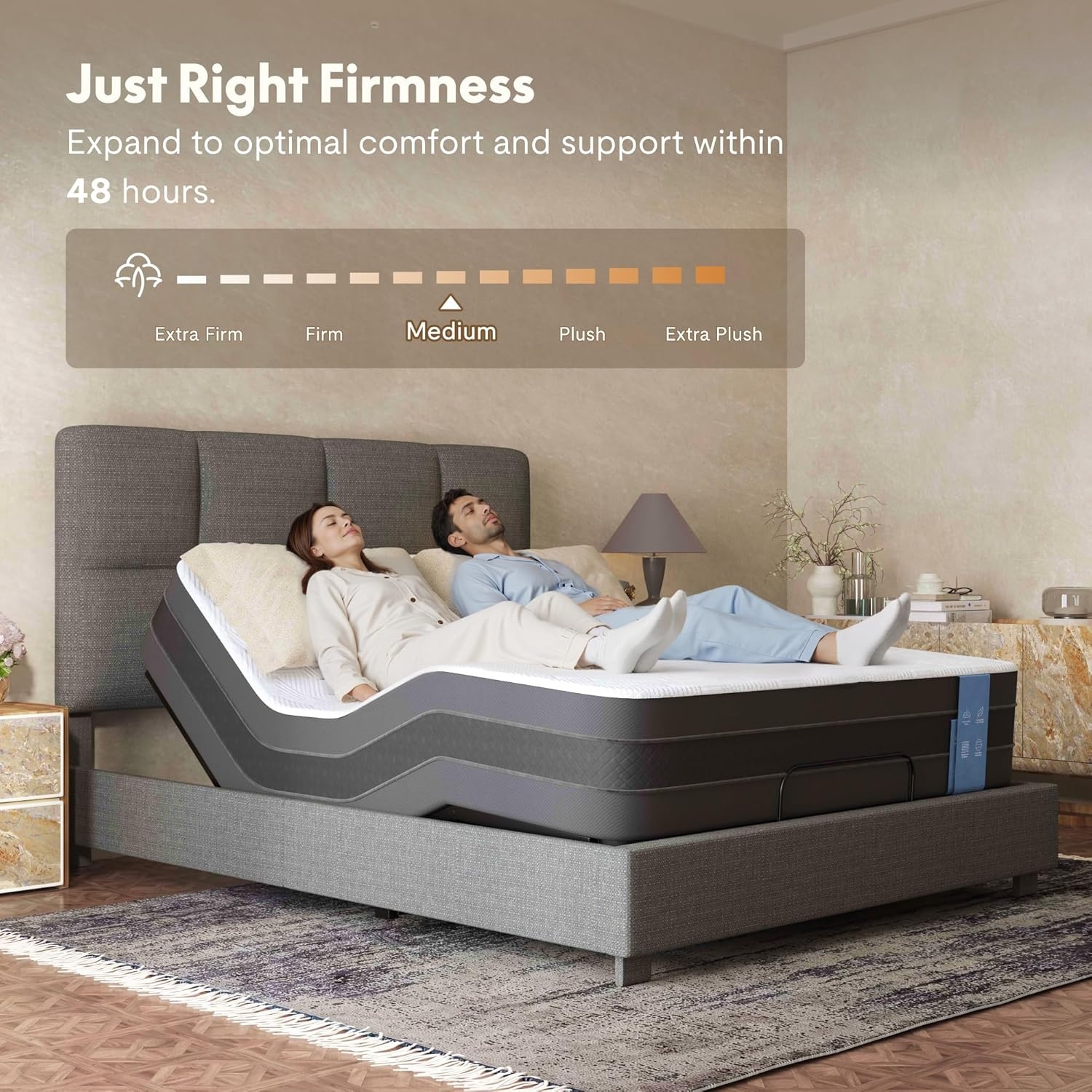 image:imageFLEXISPOT AllinOne Adjustable Bed QueenModern Minimalist DesignSynchronized Head amp Foot Lift for Reading TV amp RelaxationSquare Tufted Headboard600 lbs5Y Motor amp 10Y Frame WarrantyQueenDark Grey