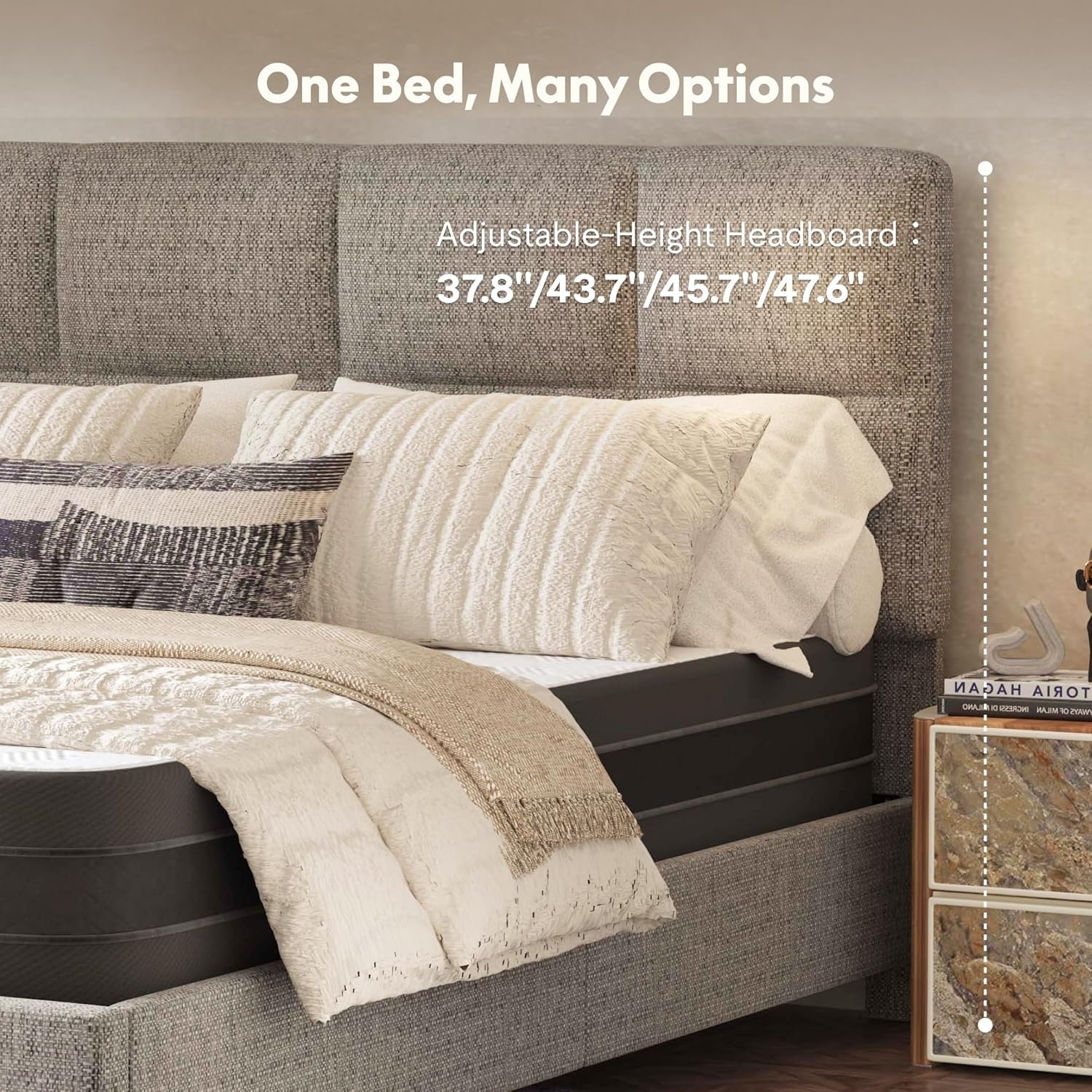 image:imageFLEXISPOT AllinOne Adjustable Bed QueenModern Minimalist DesignSynchronized Head amp Foot Lift for Reading TV amp RelaxationSquare Tufted Headboard600 lbs5Y Motor amp 10Y Frame WarrantyQueenLight Grey