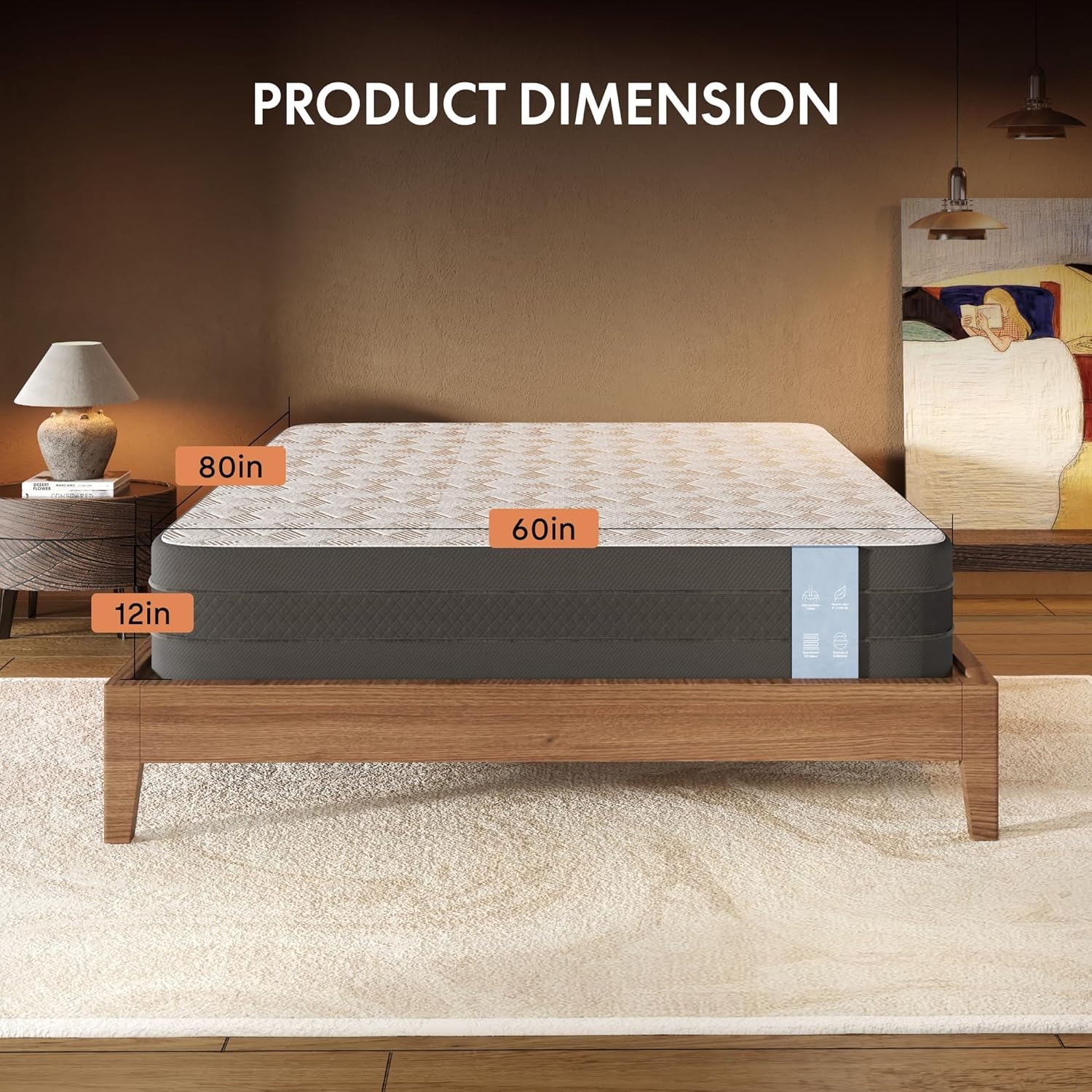 image:imageFLEXISPOT Hako G1 Solid Wood Platform Bed Frame QueenRubberwoodToolFree AssemblyLow Profile FloatingStorage ShelfampCharging StationModern Scandinavian Japanese MinimalistHeavy DutyNatural OakQueen415 Headboard
