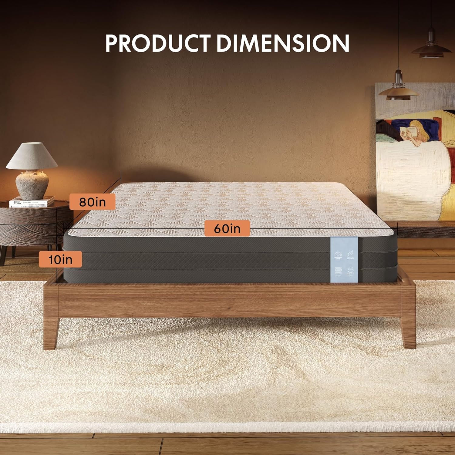 image:imageFLEXISPOT Hako G1 Solid Wood Platform Bed Frame QueenRubberwoodToolFree AssemblyLow Profile FloatingStorage ShelfampCharging StationModern Scandinavian Japanese MinimalistHeavy DutyNatural OakQueen293 Headboard