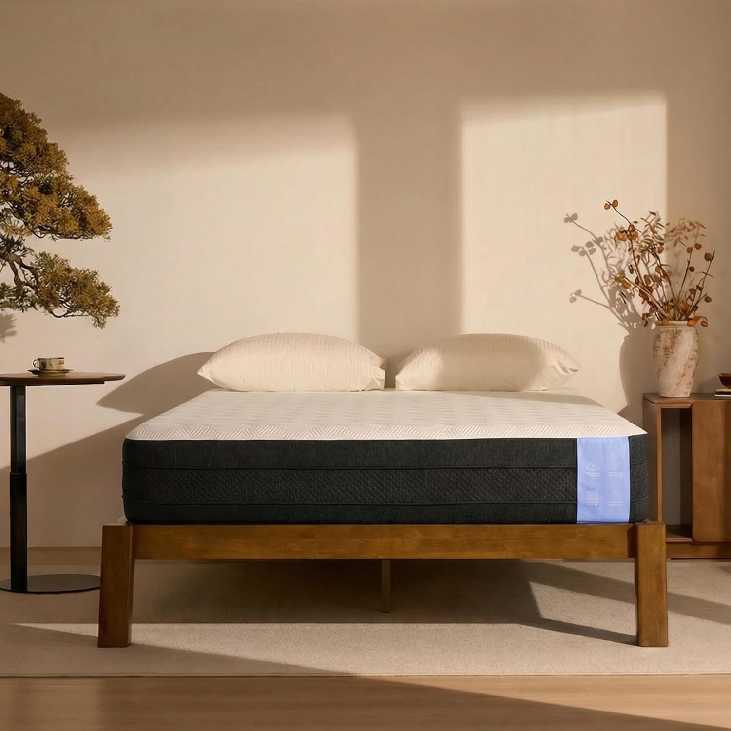image:imageFLEXISPOT Hako G2 Japanese Joinery Bed Frame Solid Rubberwood Queen Platform Bed IAS amp SGS Certified Japandi Minimalist Style NoiseFree No Tools Assembly 10Year Warranty Natural OakWalnut