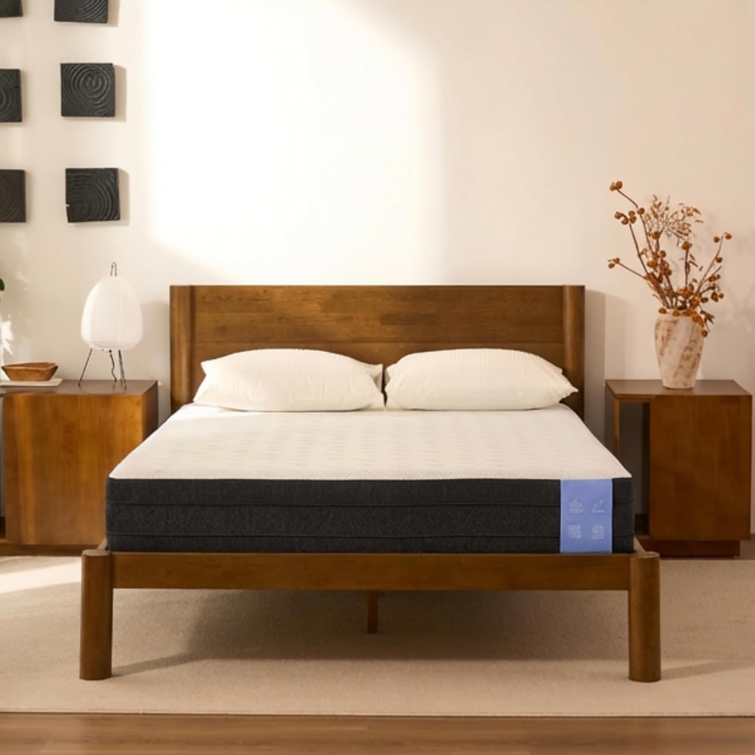 image:imageFLEXISPOT Hako G2 Japanese Joinery Bed Frame Solid Rubberwood Queen Platform Bed IAS amp SGS Certified Japandi Minimalist Style NoiseFree No Tools Assembly 10Year Warranty Natural OakWalnut