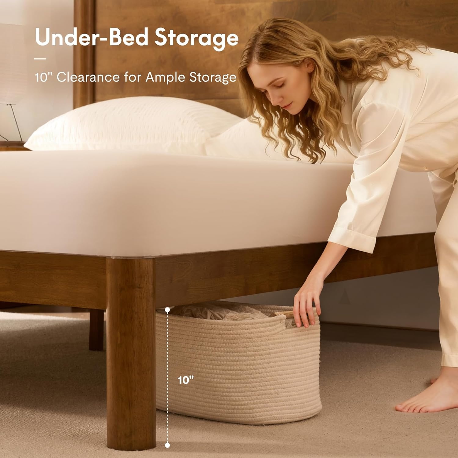 image:imageFLEXISPOT Hako G2 Japanese Joinery Bed Frame Solid Rubberwood Queen Platform Bed IAS amp SGS Certified Japandi Minimalist Style NoiseFree No Tools Assembly 10Year Warranty Natural OakWalnut