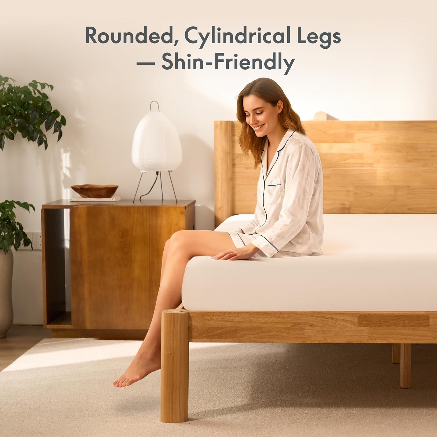image:imageFLEXISPOT Hako G2 Japanese Joinery Bed Frame Solid Rubberwood Queen Platform Bed IAS amp SGS Certified Japandi Minimalist Style NoiseFree No Tools Assembly 10Year Warranty Natural OakNatural Oak