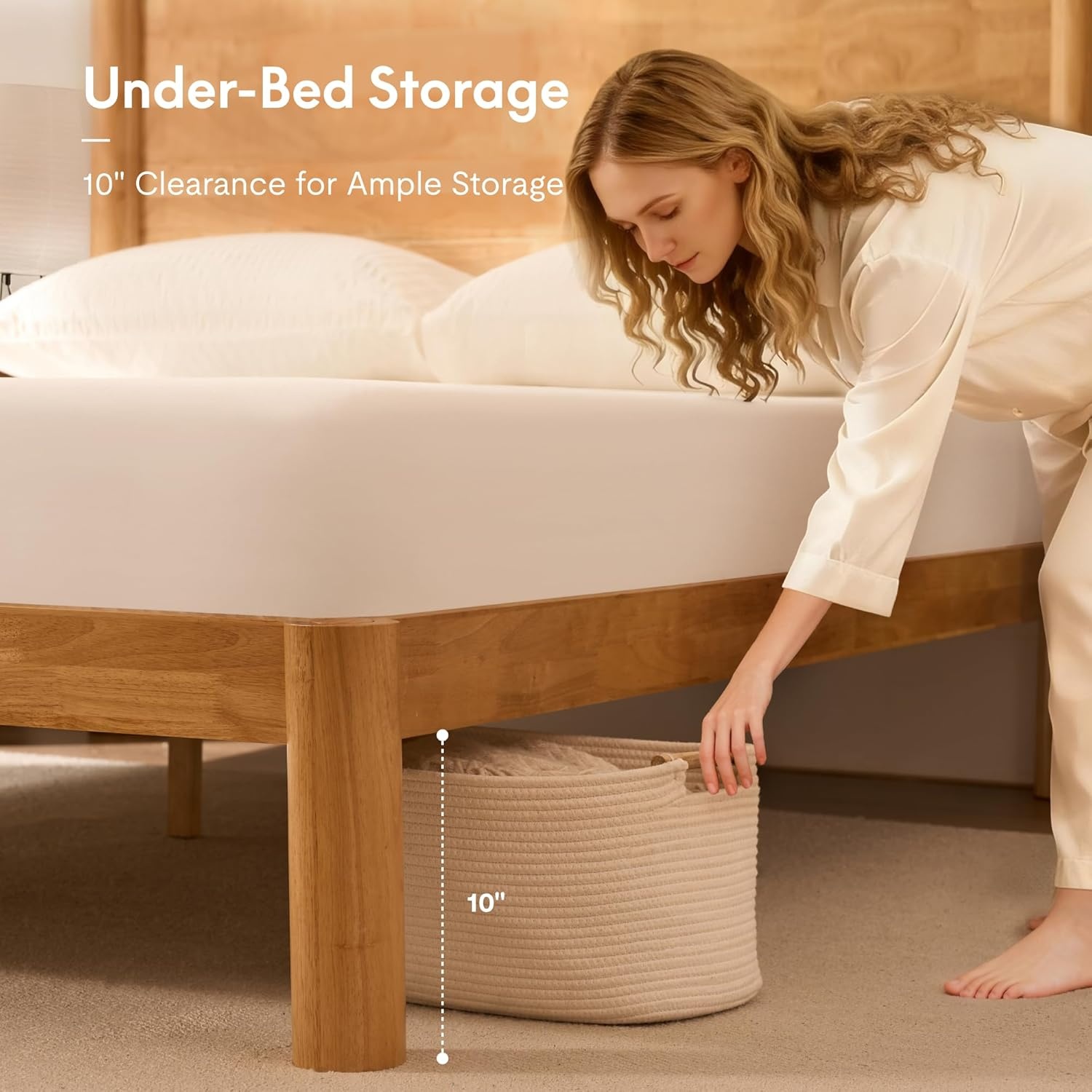 image:imageFLEXISPOT Hako G2 Japanese Joinery Bed Frame Solid Rubberwood Queen Platform Bed IAS amp SGS Certified Japandi Minimalist Style NoiseFree No Tools Assembly 10Year Warranty Natural OakNatural Oak