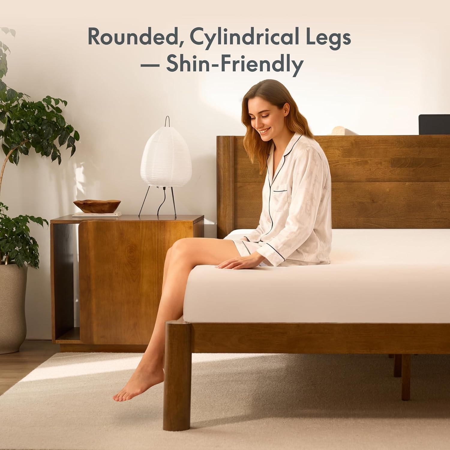 image:imageFLEXISPOT Hako G2 Japanese Joinery Bed Frame Solid Rubberwood Queen Platform Bed IAS amp SGS Certified Japandi Minimalist Style NoiseFree No Tools Assembly 10Year Warranty Natural OakWalnut