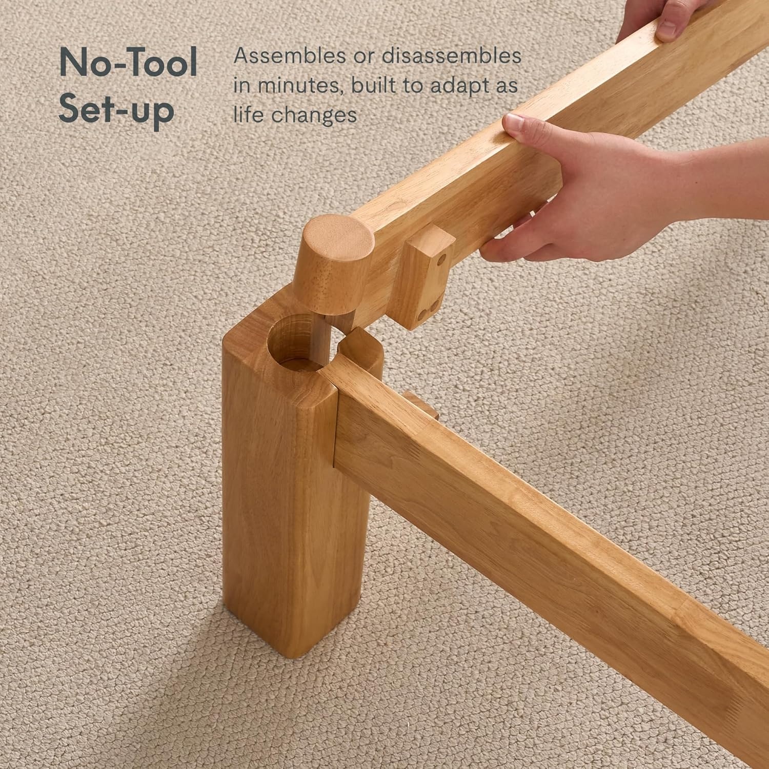 image:imageFLEXISPOT Hako G2 Japanese Joinery Bed Frame Solid Rubberwood Queen Platform Bed IAS amp SGS Certified Japandi Minimalist Style NoiseFree No Tools Assembly 10Year Warranty Natural OakNatural Oak