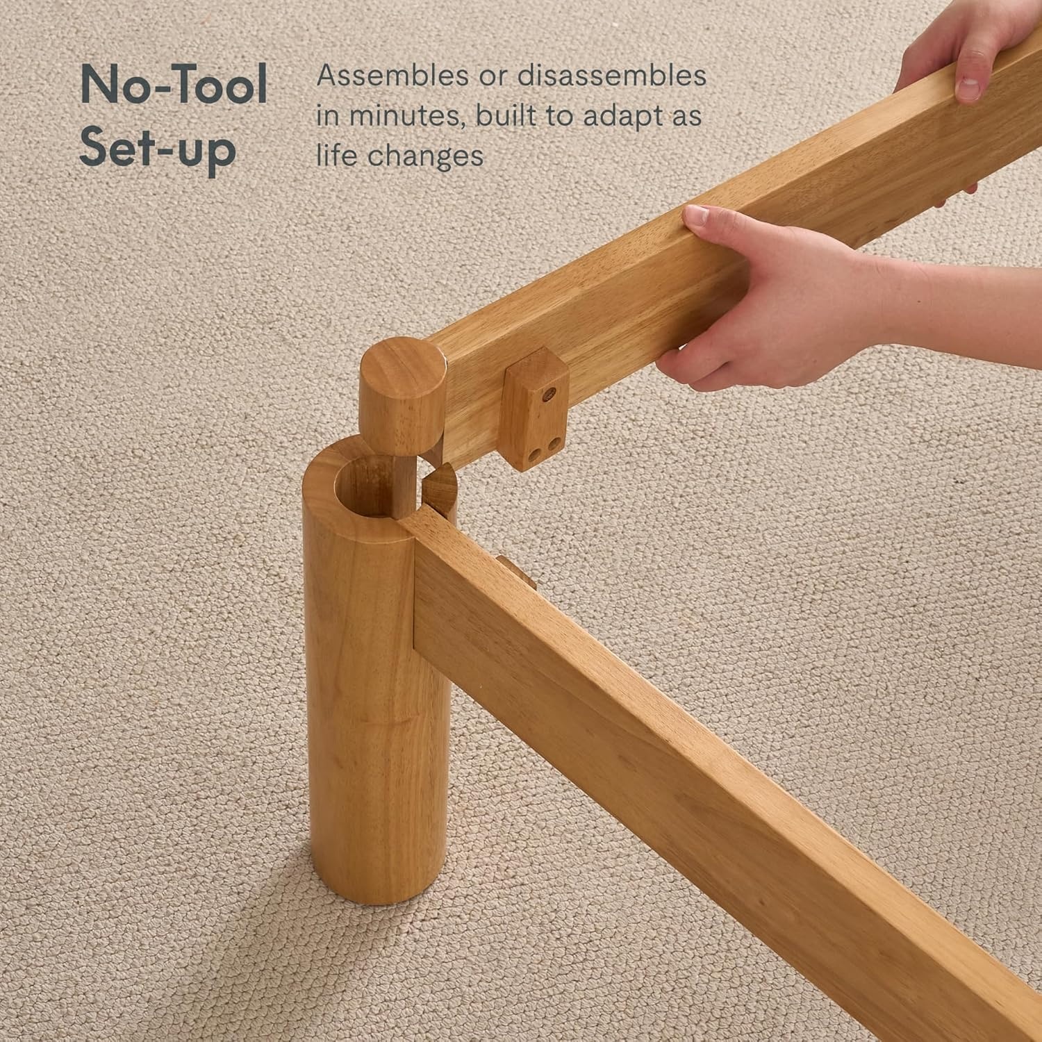 image:imageFLEXISPOT Hako G2 Japanese Joinery Bed Frame Solid Rubberwood Queen Platform Bed IAS amp SGS Certified Japandi Minimalist Style NoiseFree No Tools Assembly 10Year Warranty Natural OakNatural Oak