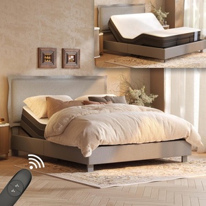 image:imageFLEXISPOT AllInOne Adjustable Bed Frame with Upholstered Flange Edge Headboard Queen  Minimalist Design  Synchronized Head amp Foot Lift for Relaxation 600 lbs  5Y Motoramp10Y Frame WarrantyOrangeQueenLight Grey