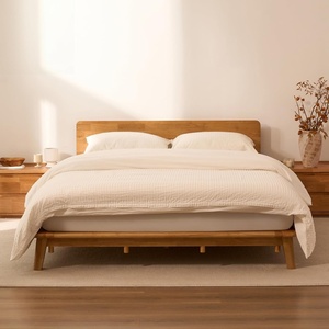 image:imageFLEXISPOT Hako G1 Solid Wood Platform Bed Frame QueenRubberwoodToolFree AssemblyLow Profile FloatingStorage ShelfampCharging StationModern Scandinavian Japanese MinimalistHeavy DutyNatural OakKing293 Headboard