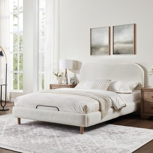 image:imageFLEXISPOT Queen AllinOne Adjustable Bed with Linen Upholstered Bed Frame Soft Cloud Bed with Head amp Foot Incline Adjustable Headboard Thick Foam Padding 10Year Warranty Easy Assembly White