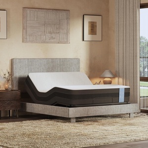 image:imageFLEXISPOT Queen AllinOne Adjustable Bed with Velvet Upholstered Bed Frame Vertical Channel Fluted Headboard Head amp Foot Lift Adjustable Headboard Thick Foam Padding Easy Assembly Light GreyQueenLight Grey