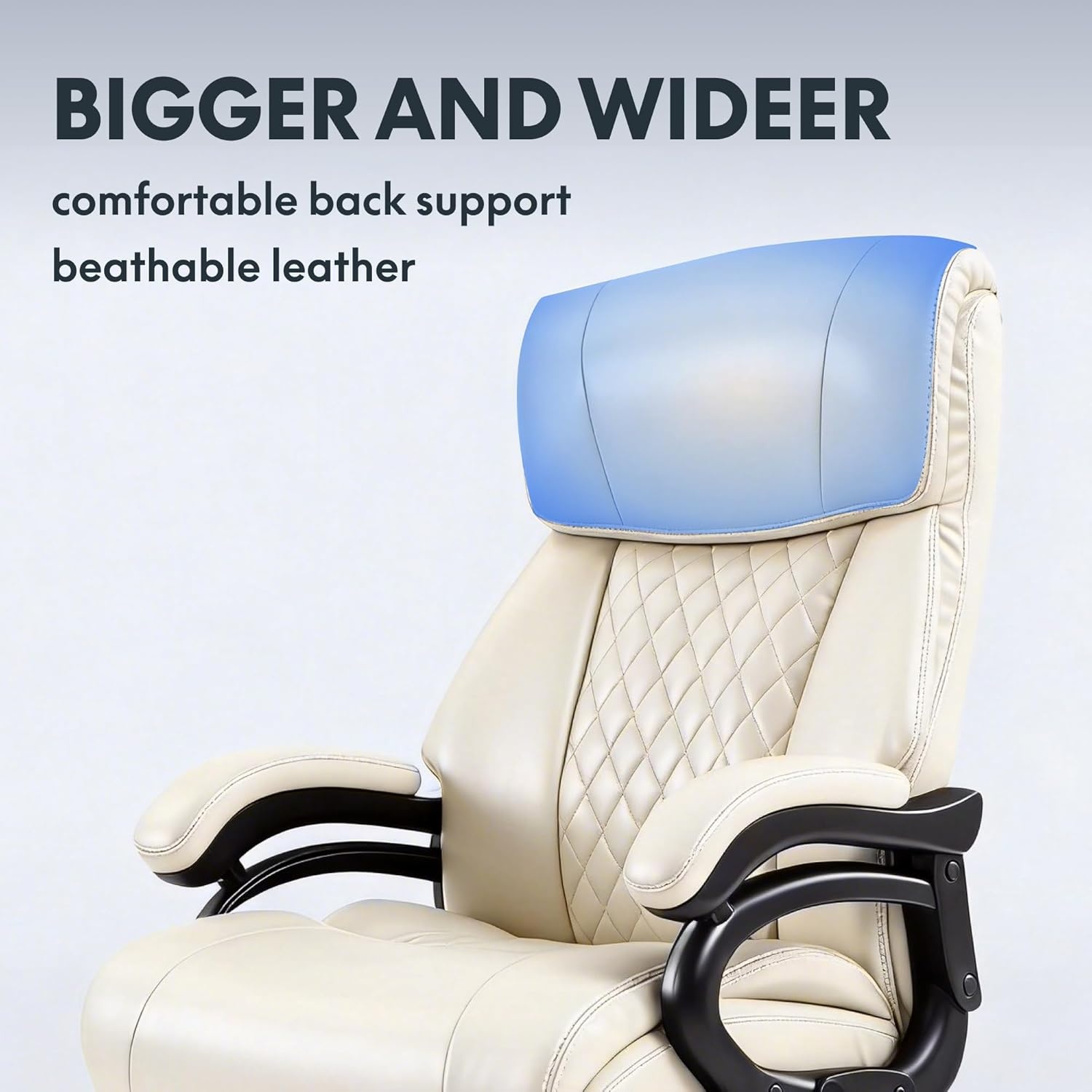 image:imageFLEXISPOT 500lbs Big and Tall Office Chair for Heavy People Heavy Duty Computer Chair with Stable Arms Adjustable Lumbar Support Metal Base Desk Chairs for Home Office Gaming Working Leather BlackBeigeleather