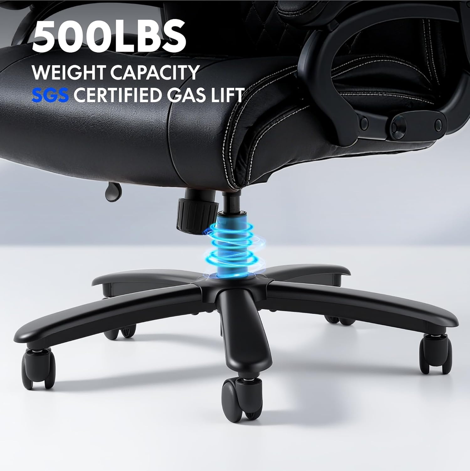 image:imageFLEXISPOT 500lbs Big and Tall Office Chair for Heavy People Heavy Duty Computer Chair with Stable Arms Adjustable Lumbar Support Metal Base Desk Chairs for Home Office Gaming Working Leather BlackBlackleather