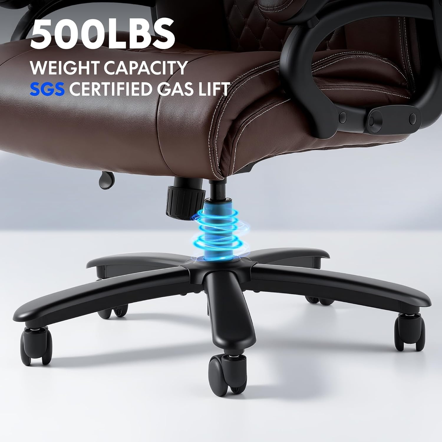 image:imageFLEXISPOT 500lbs Big and Tall Office Chair for Heavy People Heavy Duty Computer Chair with Stable Arms Adjustable Lumbar Support Metal Base Desk Chairs for Home Office Gaming Working Leather BlackBrownleather