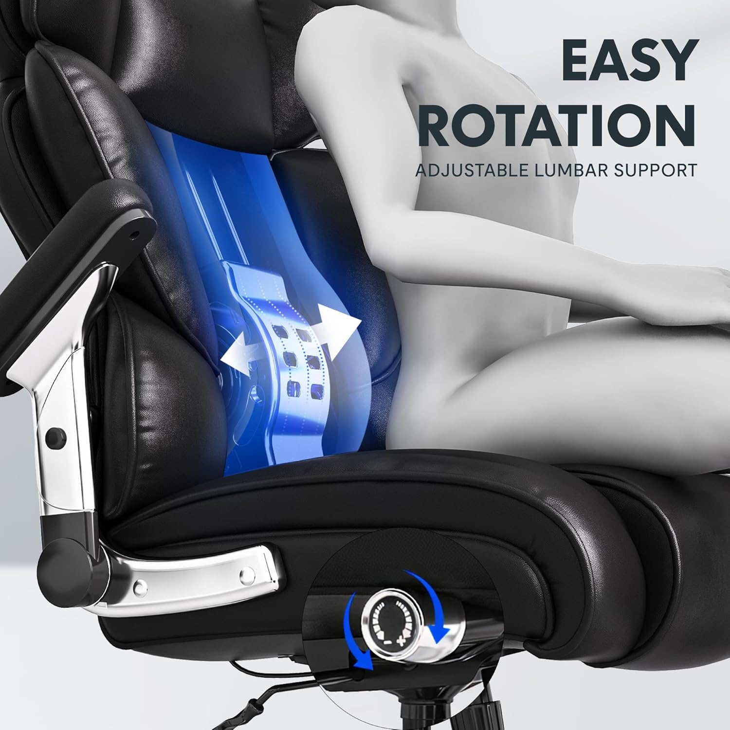 image:imageFLEXISPOT 600lbs Big and Tall Office Chair for Heavy People Heavy Duty Computer Desk Chair with Dynamic Lumbar Support 2D Armrest Blade Wheels Chairs for Home Office Gaming Working Leather BlackBlackleather