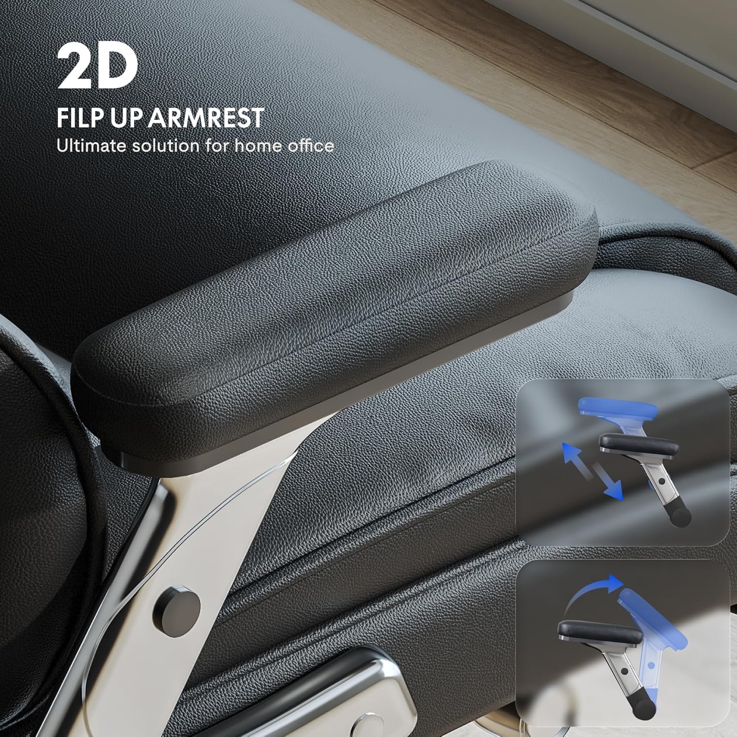 image:imageFLEXISPOT 600lbs Big and Tall Office Chair for Heavy People Heavy Duty Computer Desk Chair with Dynamic Lumbar Support 2D Armrest Blade Wheels Chairs for Home Office Gaming Working Leather BlackBlackleather