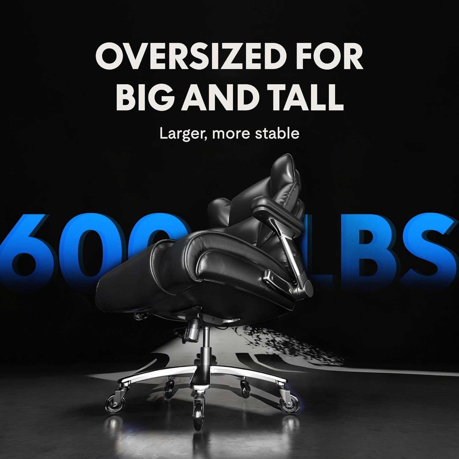 image:imageFLEXISPOT 600lbs Big and Tall Office Chair for Heavy People Heavy Duty Computer Desk Chair with Dynamic Lumbar Support 2D Armrest Blade Wheels Chairs for Home Office Gaming Working Leather BlackBlackleather