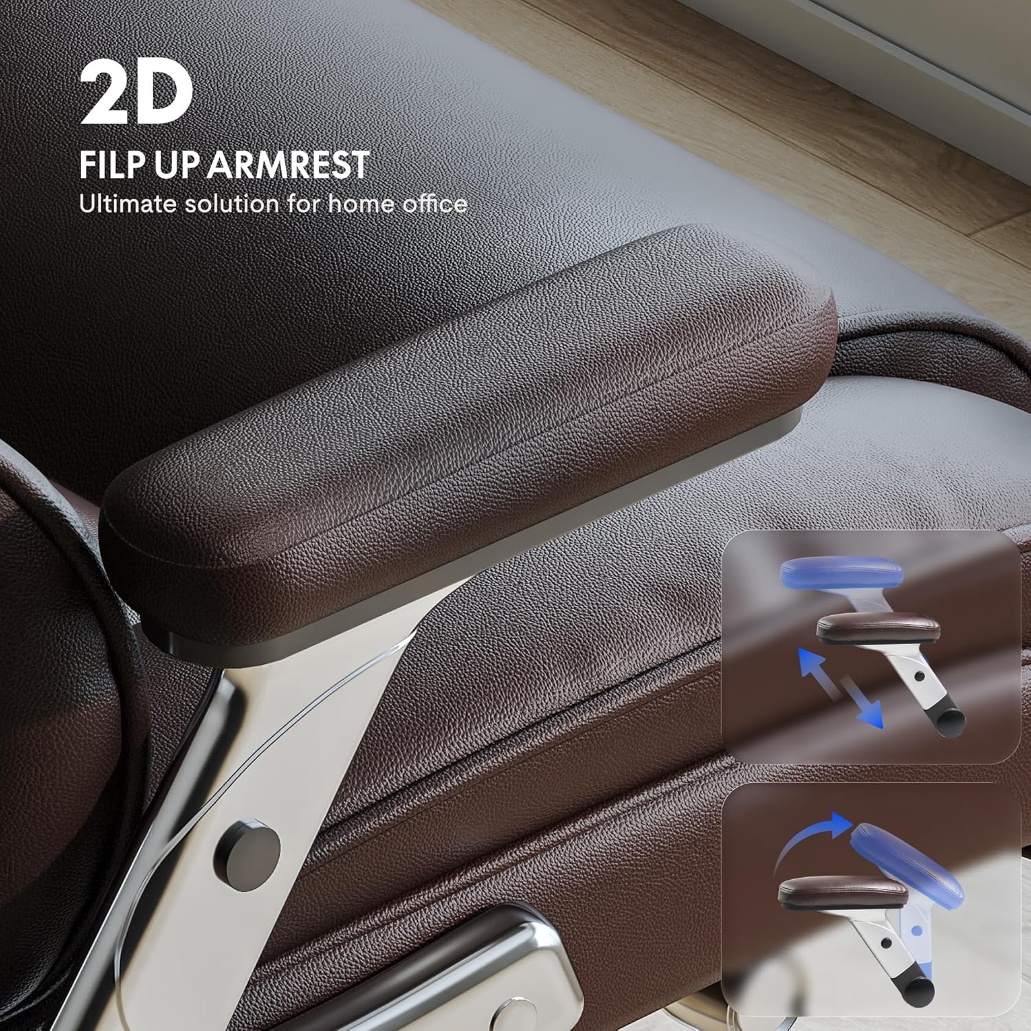 image:imageFLEXISPOT 600lbs Big and Tall Office Chair for Heavy People Heavy Duty Computer Desk Chair with Dynamic Lumbar Support 2D Armrest Blade Wheels Chairs for Home Office Gaming Working Leather BlackBrownleather