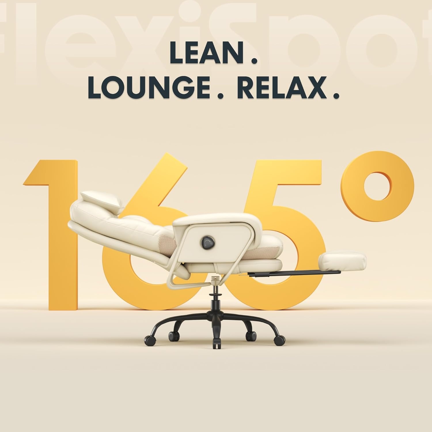 image:imageFLEXISPOT MultiTask Lounge Chair Indoor High Back Computer Chair with Footrest 90165 4Level Reclining Home Office Desk Chairs for Working Relaxing Sleeping Multi Sitting Mode PU Leather BrownBlack
