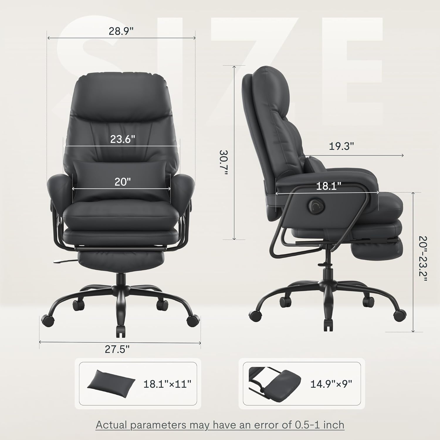 image:imageFLEXISPOT MultiTask Lounge Chair Indoor High Back Computer Chair with Footrest 90165 4Level Reclining Home Office Desk Chairs for Working Relaxing Sleeping Multi Sitting Mode PU Leather BrownBlack