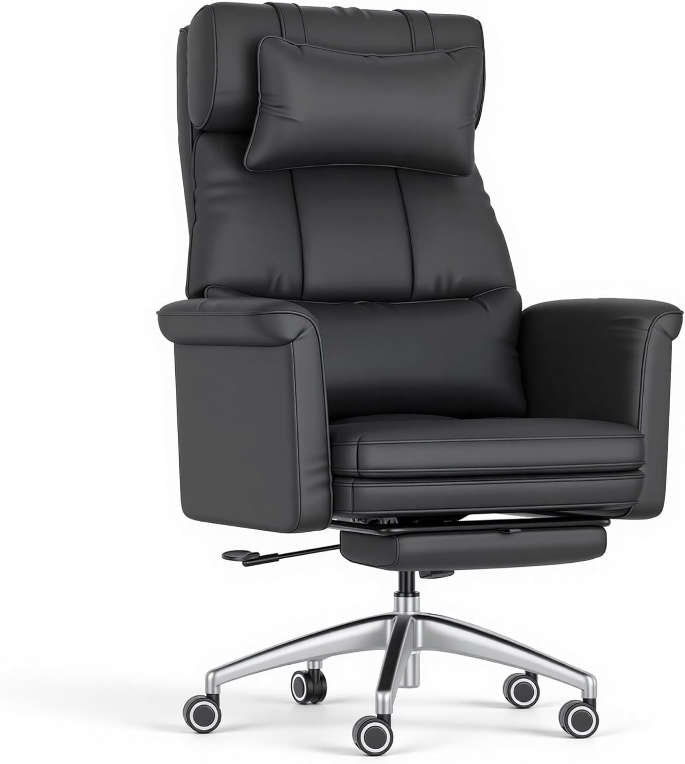 image:imageFLEXISPOT Oversized Big and Tall Office Chair 180 Flip Armrests for PetsampCross Legged Computer Desk Chair with Footrest Lounge Chairs for Home Office Gaming Working ScratchSafe Air Leather BeigeBlackleather