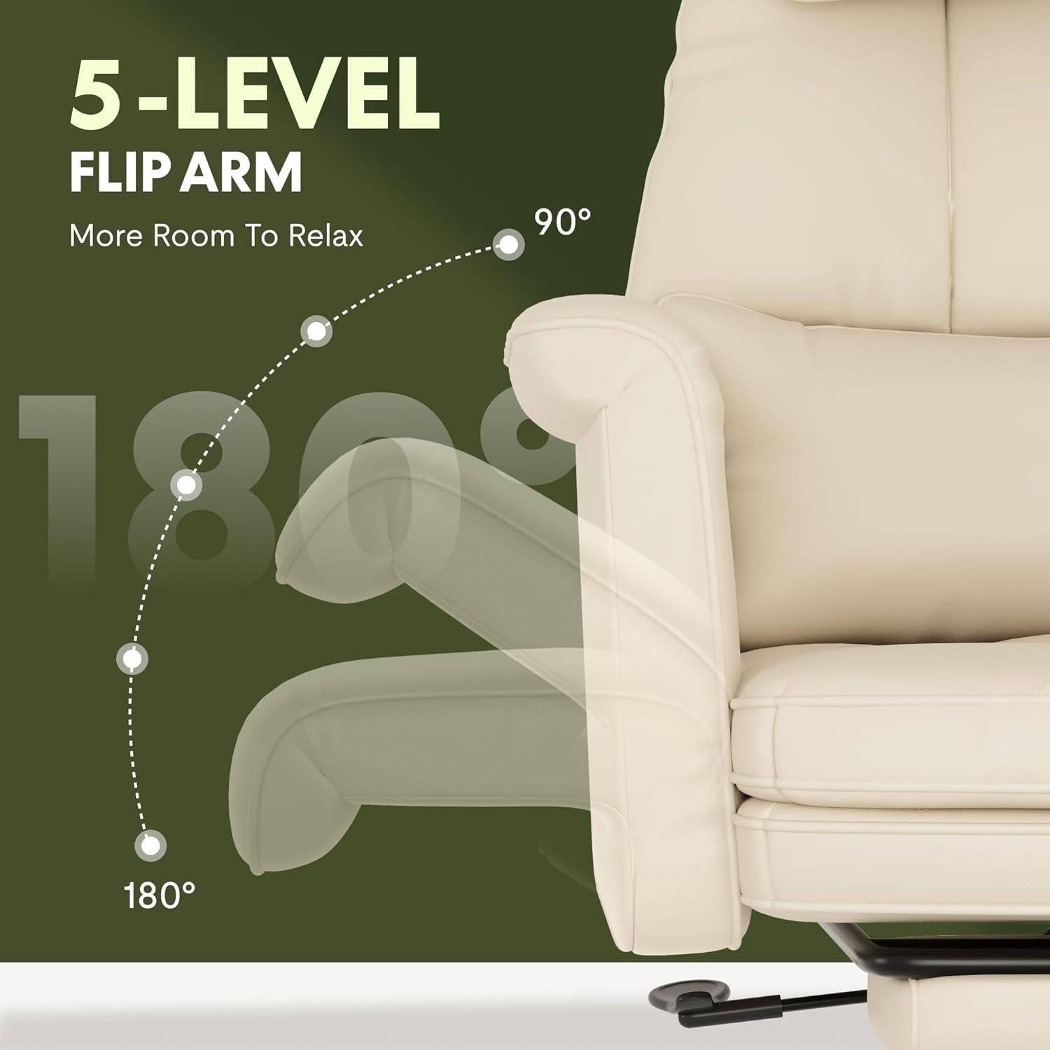 image:imageFLEXISPOT Oversized Big and Tall Office Chair 180 Flip Armrests for PetsampCross Legged Computer Desk Chair with Footrest Lounge Chairs for Home Office Gaming Working ScratchSafe Air Leather BeigeBeige Whiteleather