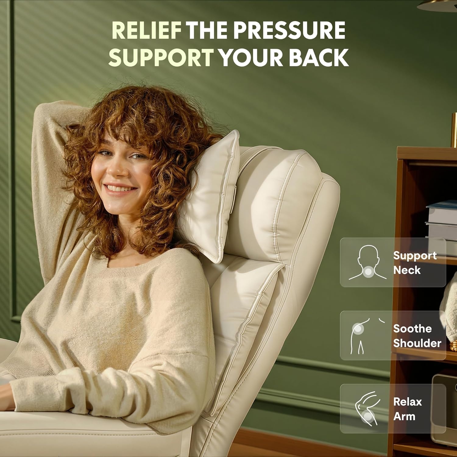 image:imageFLEXISPOT Oversized Big and Tall Office Chair 180 Flip Armrests for PetsampCross Legged Computer Desk Chair with Footrest Lounge Chairs for Home Office Gaming Working ScratchSafe Air Leather BeigeBeige Whiteleather