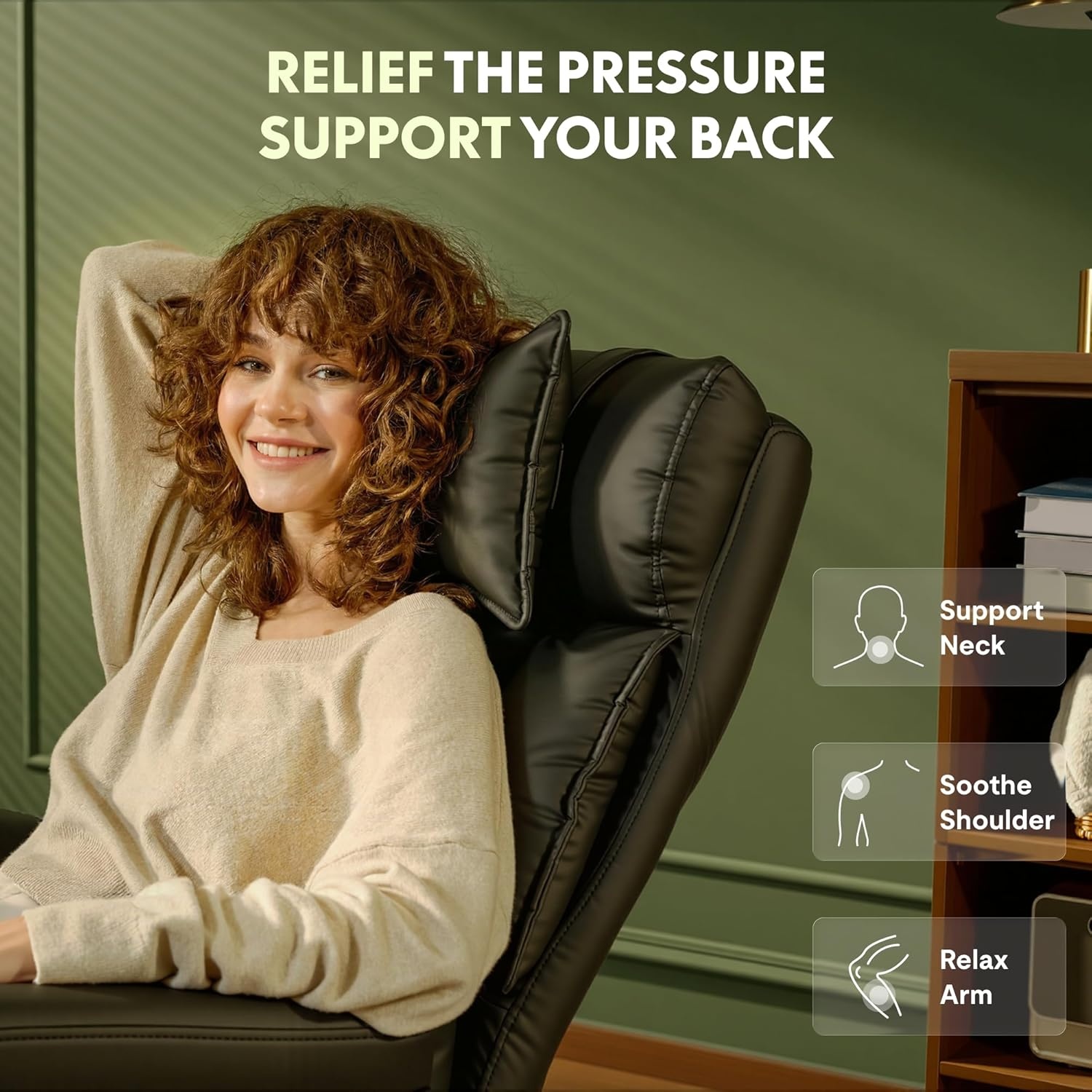 image:imageFLEXISPOT Oversized Big and Tall Office Chair 180 Flip Armrests for PetsampCross Legged Computer Desk Chair with Footrest Lounge Chairs for Home Office Gaming Working ScratchSafe Air Leather BeigeBlackleather