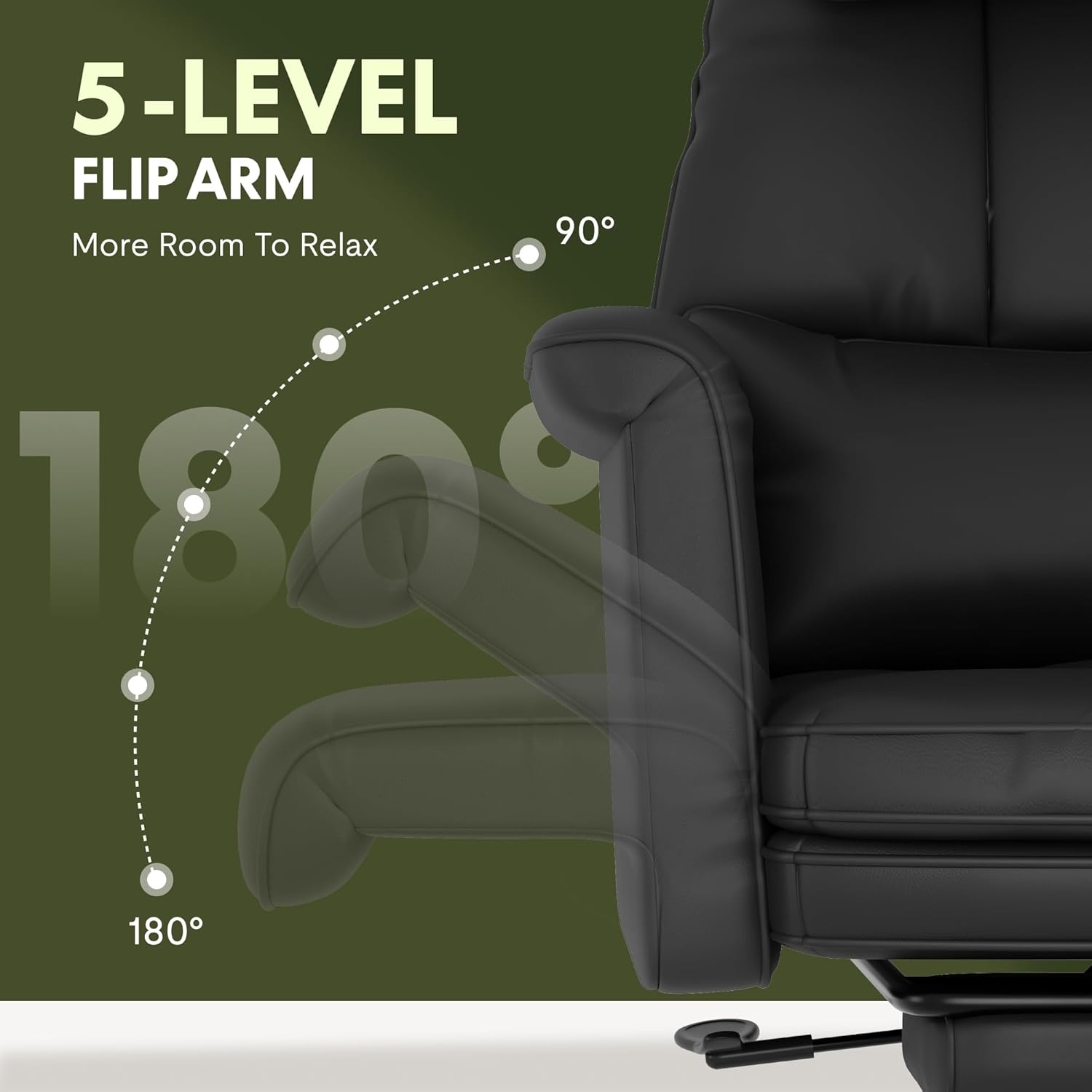 image:imageFLEXISPOT Oversized Big and Tall Office Chair 180 Flip Armrests for PetsampCross Legged Computer Desk Chair with Footrest Lounge Chairs for Home Office Gaming Working ScratchSafe Air Leather BeigeBlackleather