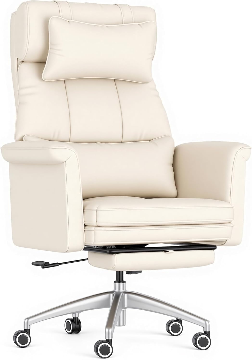 image:imageFLEXISPOT Oversized Big and Tall Office Chair 180 Flip Armrests for PetsampCross Legged Computer Desk Chair with Footrest Lounge Chairs for Home Office Gaming Working ScratchSafe Air Leather BeigeBeige Whiteleather