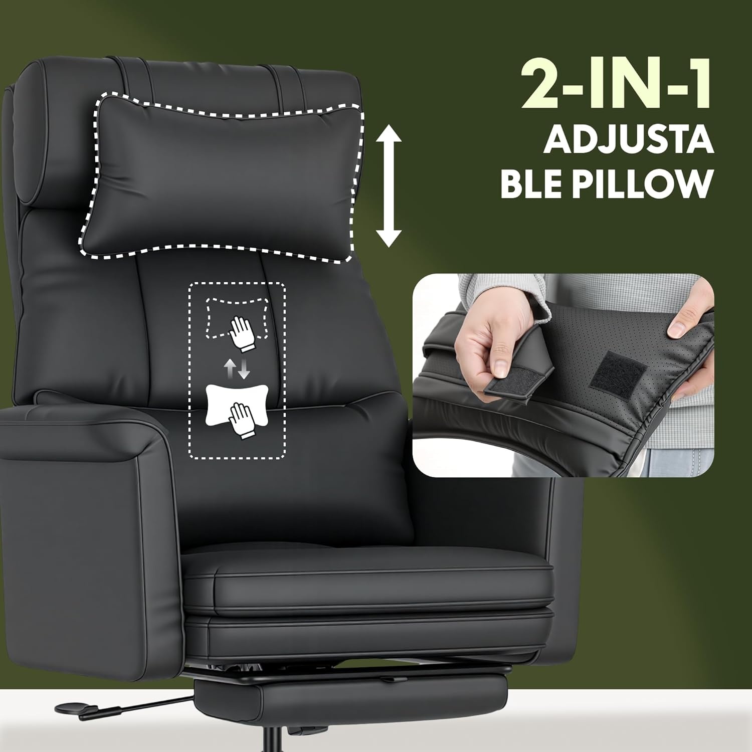 image:imageFLEXISPOT Oversized Big and Tall Office Chair 180 Flip Armrests for PetsampCross Legged Computer Desk Chair with Footrest Lounge Chairs for Home Office Gaming Working ScratchSafe Air Leather BeigeBlackleather