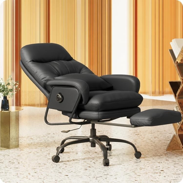 image:imageFLEXISPOT MultiTask Lounge Chair Indoor High Back Computer Chair with Footrest 90165 4Level Reclining Home Office Desk Chairs for Working Relaxing Sleeping Multi Sitting Mode PU Leather BrownBlack