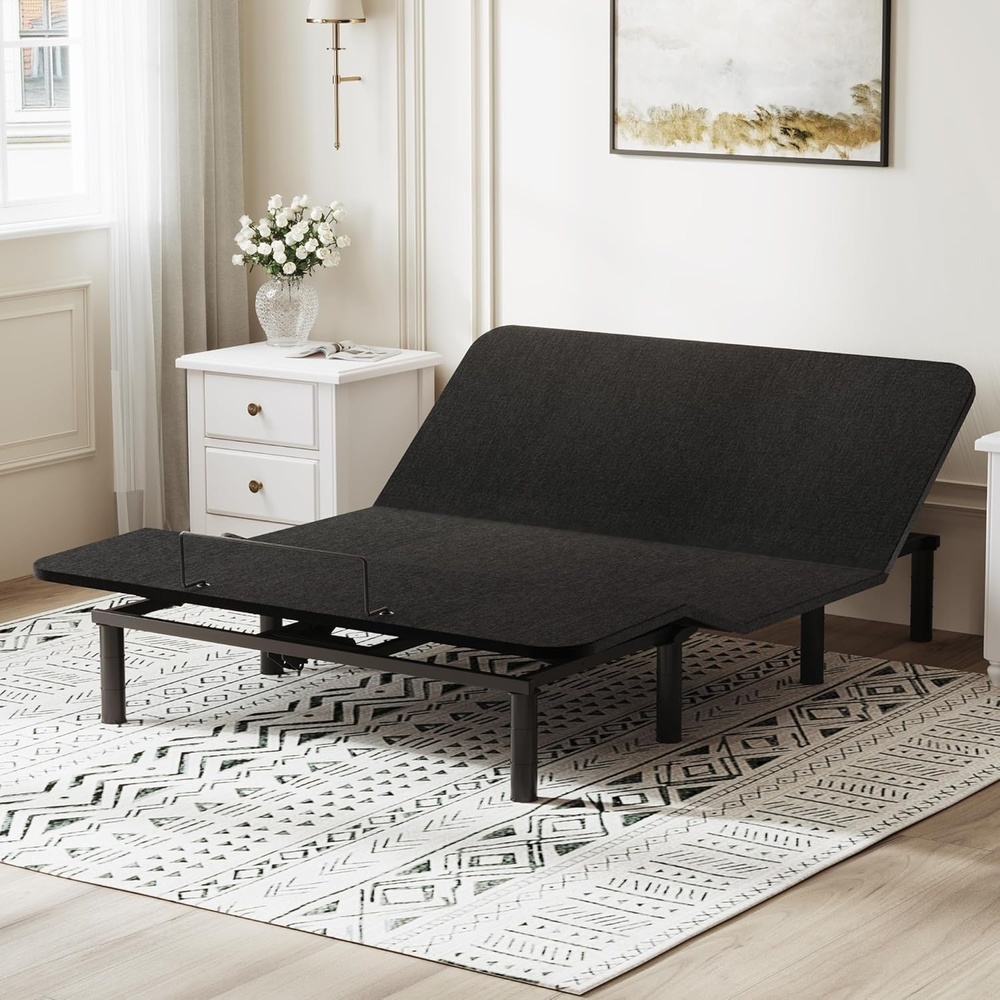 image:imageFLEXISPOT S2E Adjustable Bed Frame Base QueenOnePerson Transport and AssemblyAdjustable Bed LegsOxford Fabric BedspreadWired RemoteWhisper Quiet Durable MotorMattress Holder