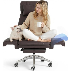image:imageFLEXISPOT Oversized Big and Tall Office Chair 180 Flip Armrests for PetsampCross Legged Computer Desk Chair with Footrest Lounge Chairs for Home Office Gaming Working ScratchSafe Air Leather BeigeBrownleather