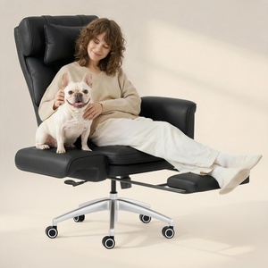 image:imageFLEXISPOT Oversized Lounge Chair Indoor with Convertible Seat Width up to 44in Wheels Footrest 180 Flip Armrests Chairs for Living Room Study Working Relaxing ScratchResistant Leather BlackBlack