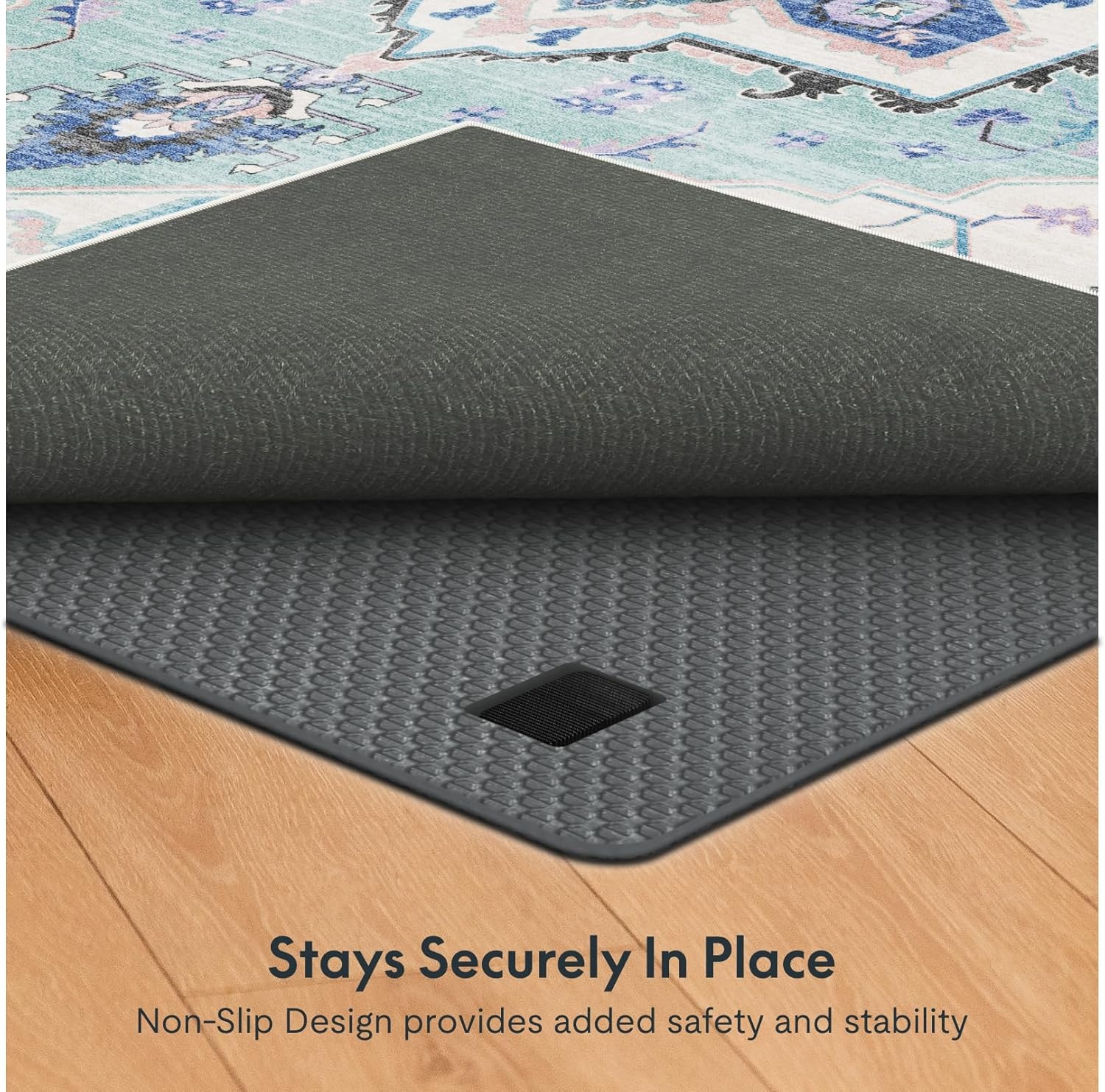 image:imageFLEXISPOT 4x6 Washable Area Rug Patented NonSlip Carpet Low Pile Child amp Pet Friendly HighGrip Rug Pad Included Ideal for Entryway Living Room amp Bedroom Mint Mirage