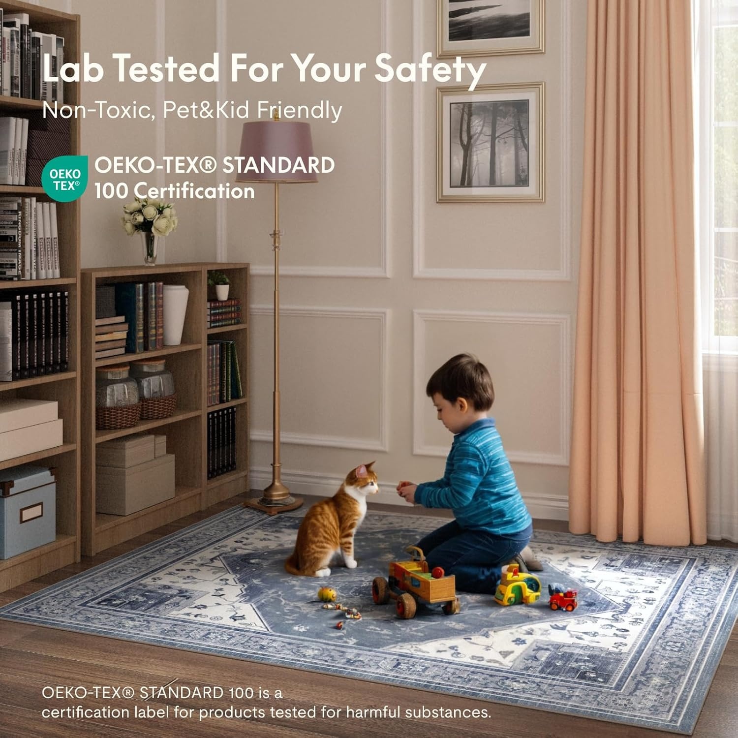 image:imageFLEXISPOT 8x10 Washable Area Rug Patented NonSlip Carpet Low Pile Child amp Pet Friendly HighGrip Rug Pad Included Ideal for Entryway Living Room amp Bedroom Royal Indigo