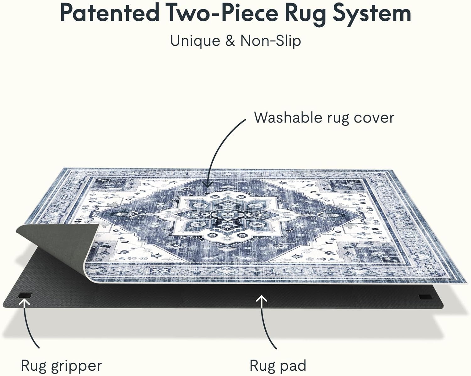 image:imageFLEXISPOT 8x10 Washable Area Rug Patented NonSlip Carpet Low Pile Child amp Pet Friendly HighGrip Rug Pad Included Ideal for Entryway Living Room amp Bedroom Royal Indigo