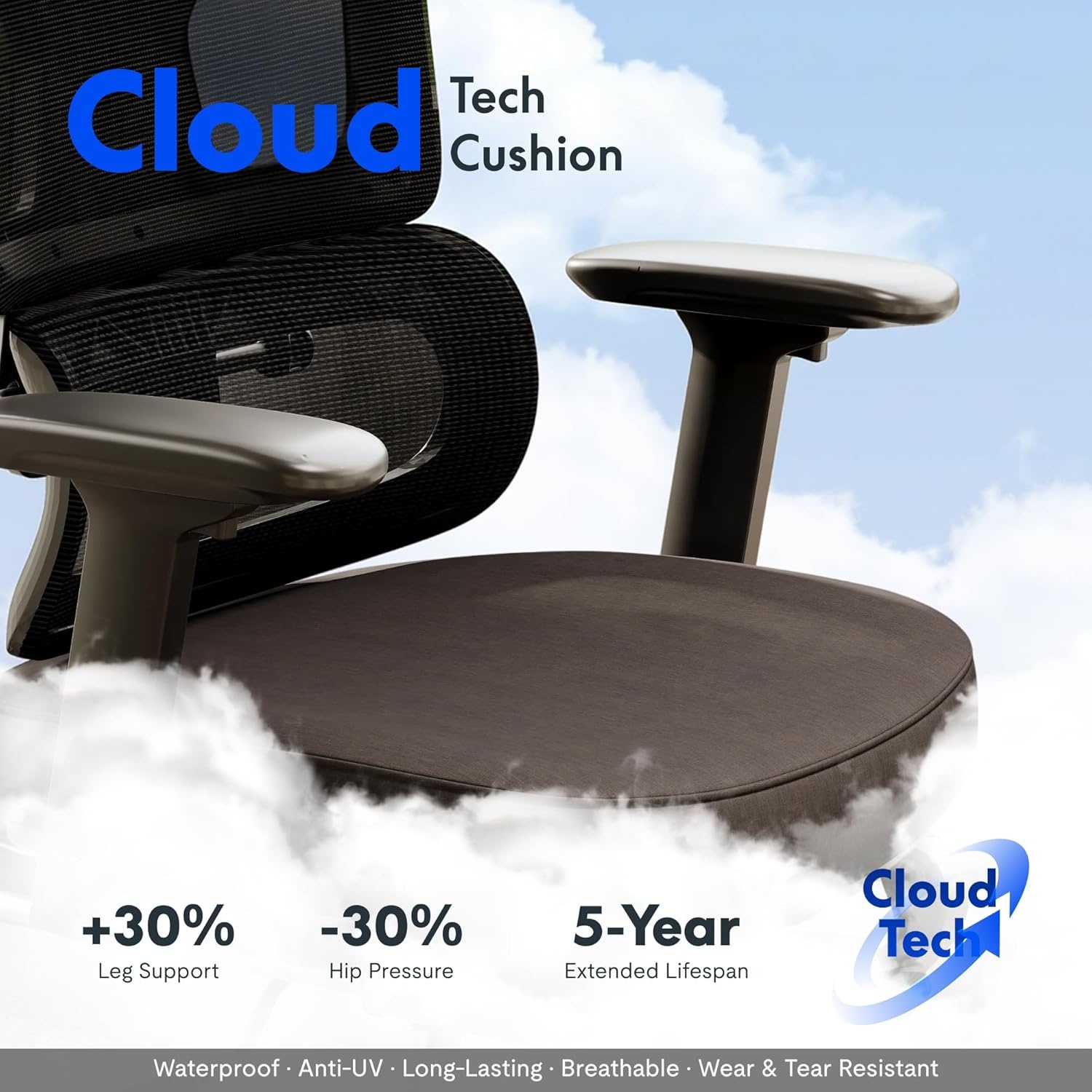 image:imageFLEXISPOT ErgoX Premium Ergonomic Office Chair with Footrest Adjustable 3D Armrests Dynamic Lumbar Support Recline amp Tilt Function Mesh Seat for Home amp Office Use BlackCloudtech Black