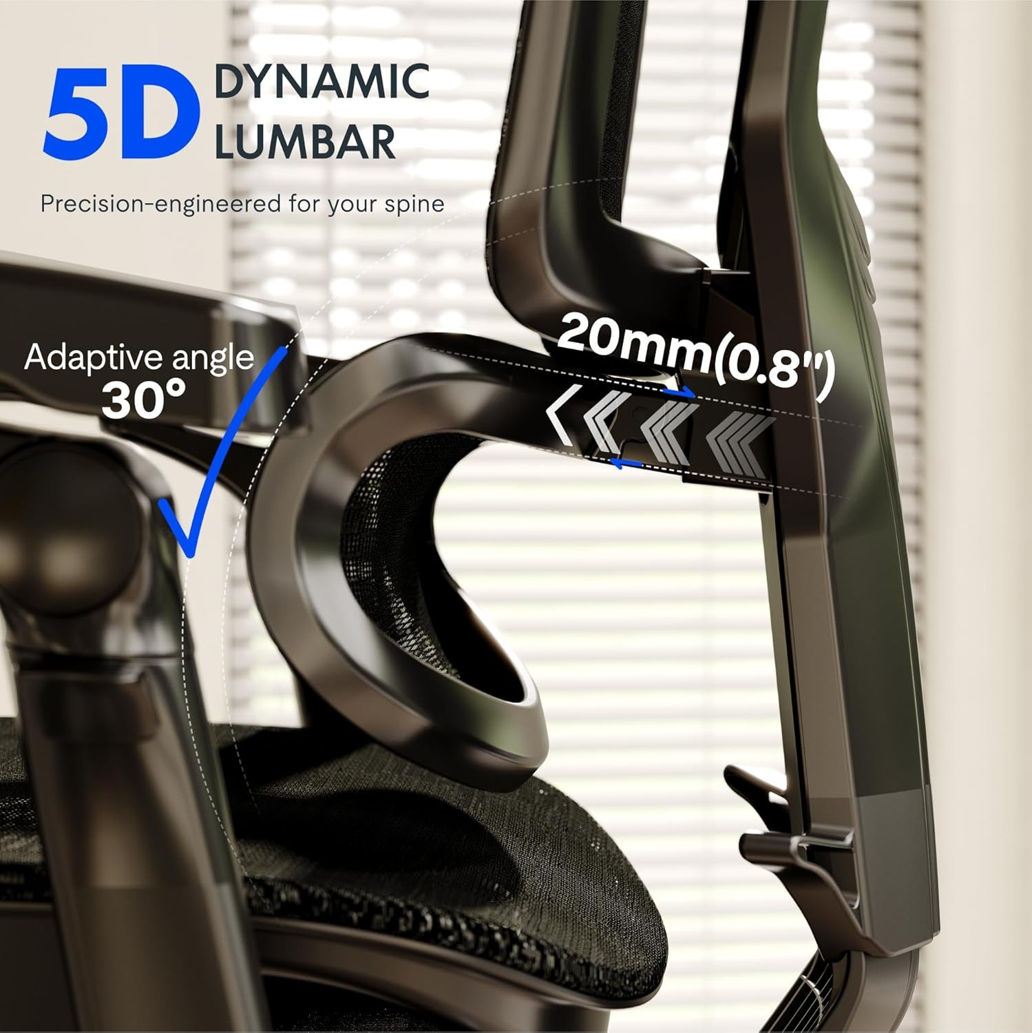 image:imageFLEXISPOT ErgoX Premium Ergonomic Office Chair with Footrest Adjustable 3D Armrests Dynamic Lumbar Support Recline amp Tilt Function Mesh Seat for Home amp Office Use BlackCloudtech Black