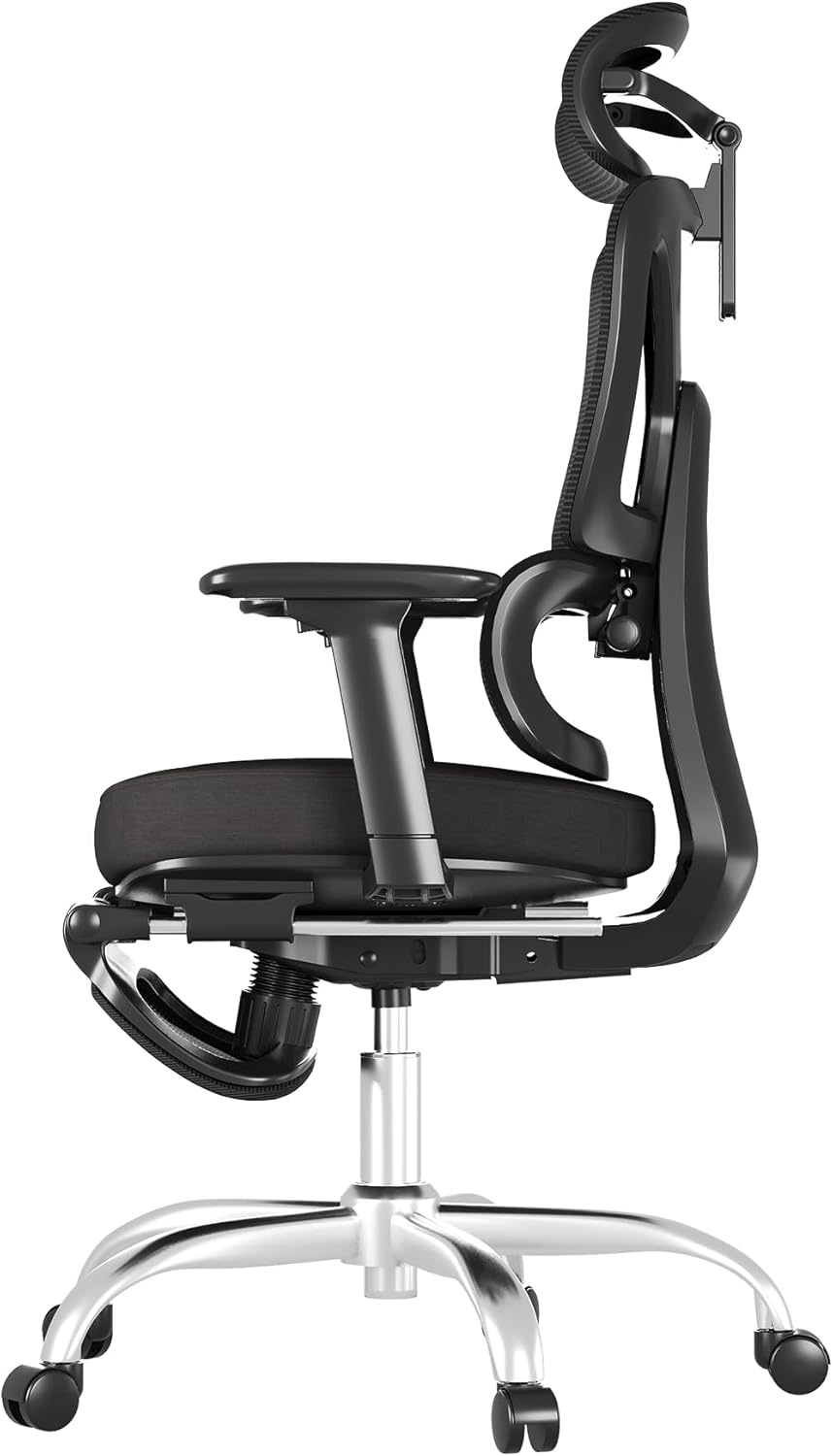 image:imageFLEXISPOT ErgoX Premium Ergonomic Office Chair with Footrest Adjustable 3D Armrests Dynamic Lumbar Support Recline amp Tilt Function Mesh Seat for Home amp Office Use BlackCloudtech Black